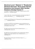 Electrical Level 1 Module 11 "Residential Electrical Services" Nccer Exam Review Questions And Answers With Verified Solutions Already Passed !!!