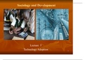 Sociology and Development Lecture #5 : Technology Adoption 