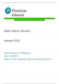 Pearson Edexcel GCE Biology Spec A (8BN0) Paper 02: Development, Plants and the  Environment Mark Scheme (Results) Summer 2024