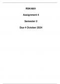 RSK4801 Assignment 4 Semester 2 (Detailed Answers) Due 4 October 2024.