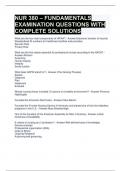 NUR 380 – FUNDAMENTALS EXAMINATION QUESTIONS WITH COMPLETE SOLUTIONS 