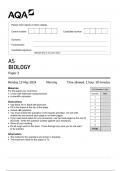 AQA AS Level Biology Paper 1 Question Paper 2024 [VERIFIED]