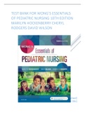 TEST BANK FOR WONG’S ESSENTIALS OF PEDIATRIC NURSING 10TH EDITION MARILYN HOCKENBERRY CHERYL RODGERS DAVID WILSON