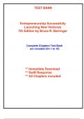 Test Bank for Entrepreneurship Successfully Launching New Ventures, 7th Edition by Barringer (All Chapters included)