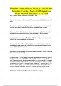 Florida Claims Adjuster Exam, 6-20 All Lines Adjuster- Florida- Review| 332 Questions with Complete Solutions 2024/2025