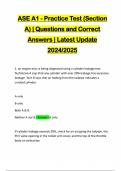 ASE A1 - Practice Test (Section A) | Questions and Correct Answers | Latest Update 2024/2025