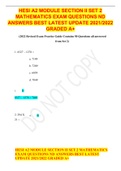 HESI A2 MODULE SECTION II SET 2 MATHEMATICS EXAM QUESTIONS ND ANSWERS BEST LATEST UPDATE 2021/2022 GRADED A+