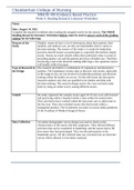 NR439 Week 6 Assignment; Reading Research Literature (RRL) Worksheet