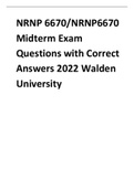 NRNP 6670/NRNP6670 Midterm Exam Questions with Correct Answers 2022 Walden University