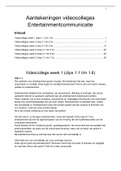 Aantekeningen van alle videocolleges Entertainmentcommunicatie