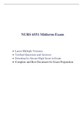 NURS 6551 Midterm Exam (3 Versions, 150 Q & A, Latest-2022) / NURS 6551N Midterm Exam / NURS6551 Midterm Exam / NURS-6551N Midterm Exam |100% Correct Q & A, Download to Secure HIGHSCORE|