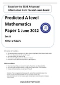 Predicted A level Mathematics Paper 1 June 2022 Set A