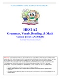 HESI A2 GRAMMAR, VOCAB, READING, & MATHS VERSION 2