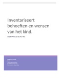 Inventariseert behoeften en wensen van het kind