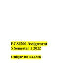 ECS1500 Assignment 5 Semester 1 2022