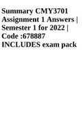Summary CMY3701 Assignment 1 Answers | Semester 1 for 2022 