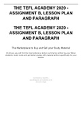 THE TEFL ACADEMY 2020 - ASSIGNMENT B, LESSON PLAN AND PARAGRAPH