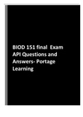 BIOD 151 final  Exam API Questions and Answers- Portage Learning