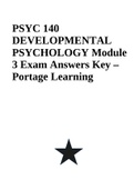 PSYC 140 DEVELOPMENTAL PSYCHOLOGY Module 3 Exam Answers Key – Portage Learning