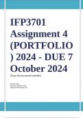 IFP3701 Assignment 4 (COMPLETE ANSWERS PORTFOLIO) 2024 - DUE 7 October 2024 ;100 % TRUSTED workings, Expert Solved, Explanations and Solutions. 