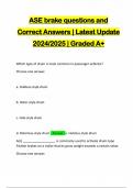 ASE brake questions and Correct Answers | Latest Update 2024/2025 | Graded A+