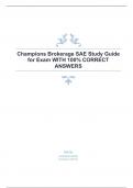 Champions Brokerage SAE Study Guide for Exam WITH 100- CORRECT ANSWERS