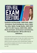 Headache and Neurologic, SAEM Peds, SAEM - Procedures, Psych Emergencies, Derm, SAEM Tox, Infxn, Optho, Foreign Bodies, SAEM AMS, 2017 CV, 2017 trauma, SAEM MISC, SAEM - Shock and Sepsis, Environment and Endocrine, Pulm Emergencies/ 389 Qs with Ans & Defi