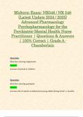 Midterm Exam: NR546 / NR 546 Advanced Pharmacology Psychopharmacology for the Psychiatric-Mental Health Nurse Practitioner Exam (Latest 2024 / 2025 Updates STUDY BUNDLE WITH COMPLETE SOLUTIONS) | 100% Correct | Grade A - Chamberlain