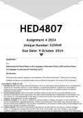 HED4807 Assignment 4 (ANSWERS) 2024 - DISTINCTION GUARANTEED