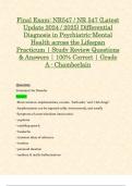 Final Exams: NR547 / NR 547 (Latest 2025 / 2026 UPDATE STUDY BUNDLE) Differential Diagnosis in Psychiatric-Mental Health Across the Lifespan Practicum Exam Reviews | Complete Guide with Questions & Verified Answers - Chamberlain