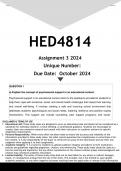 HED4814 Assignment 3 (ANSWERS) 2024 - DISTINCTION GUARANTEED