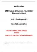 BTEC Sport Level 3 Unit 6 A1 Sports Psychology 