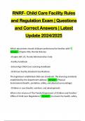 RNRF- Child Care Facility Rules and Regulation Exam | Questions and Correct Answers | Latest Update 2024/2025