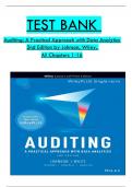 TEST BANK - Auditing: A Practical Approach with Data Analytics 2nd Edition by Johnson & Wiley, All 1-16 Chapters Covered ,Latest Edition ISBN 9781119786085, 