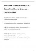 FDA Time Frames (Device) RAC Exam Questions and Answers 100% Verified