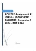 AFL2602 Assignment 11 ISIZULU (COMPLETE ANSWERS) Semester 2 2024  100% TRUSTED Complete, trusted solutions and explanations LATEST UPDATES | GRADED A+ (UNISA )