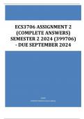 ECS3706 Assignment 2 (COMPLETE ANSWERS) Semester 2 2024 (399706) - DUE September 2024  100% TRUSTED Complete, trusted solutions and explanations LATEST UPDATES | GRADED A+ (UNISA )