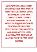 COREPOWER C1 CLASS WITH CUES SEQUENCE AND BREATH WITH POSTURE STUDY GUIDE EXAM QUESTIONS AND COMPLETE 100% CORRECT VERIFIED ANSWERS WITH WELL EXPLAINED RATIONALES GRADED A+ BY EXPERTS LATEST UPDATE 2024 PROVEN AND GUARANTEED 100% SUCCESS AFTER DOWNLOAD (A