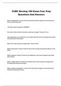 CCBC Nursing 160 Exam Four Prep Questions And Answers