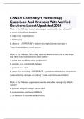 CSMLS Chemistry + Hematology Questions And Answers With Verified Solutions Latest Upadated|2024