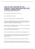 HCB 101 UNIT 2 HISTORY OF THE HOSPITAL CORPS QUESTIONS AND 100% CORRECT ANSWERS 2024