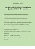 Certified Medical Assistant Practice Exam Questions With Verified Answers.