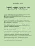 Chapter 1: Montana License Law Exam Questions With Verified Answers