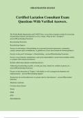 Certified Lactation Consultant Exam Questions With Verified Answers