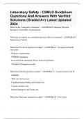 Laboratory Safety - CSMLS Guidelines Questions And Answers With Verified Solutions (Graded A+) Latest Updated 2024