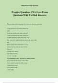 Practice Questions CNA State Exam Questions With Verified Answers.