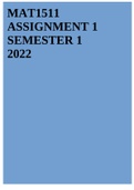 MAT1511 ASSIGNMENT 1 SEMESTER 1 2022