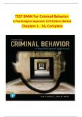 Criminal Behavior A Psychological Approach 12th Edition