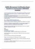 NAMs Menopause Certification Exam Questions and Answers 2024/2025 Updated