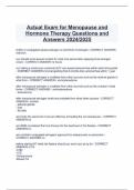 Actual Exam for Menopause and Hormone Therapy Questions and Answers 2024/2025